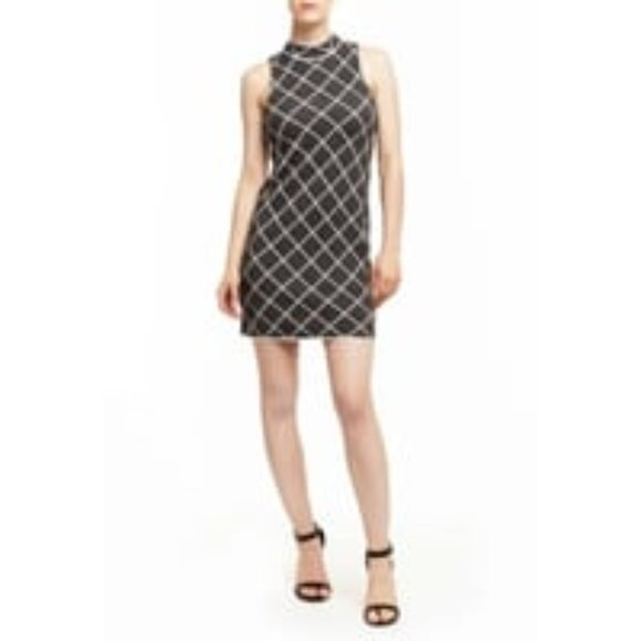 Romeo _ Juliet Geo Knit Black Mini Dress - Picture 1 of 5